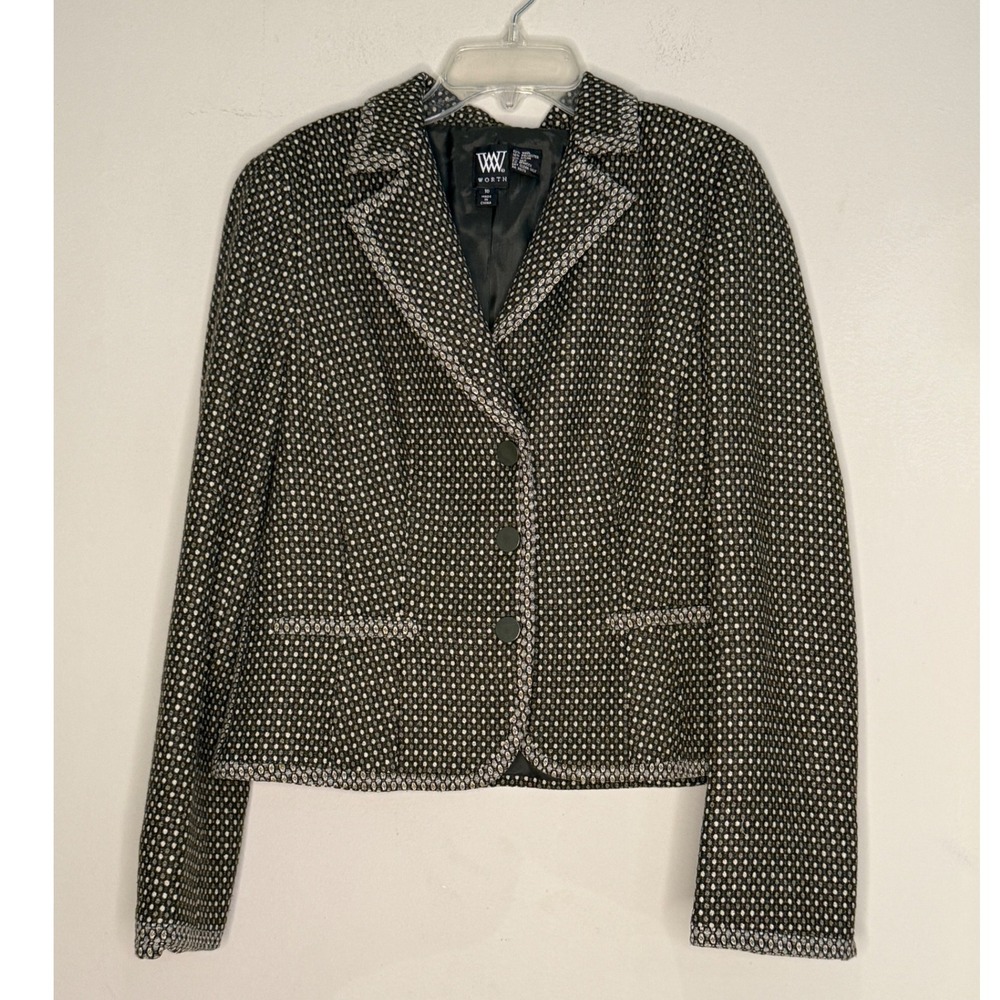 Worth Wear Jacket Women 10 Professional Tweed Wool Blend Blazer Business Classic